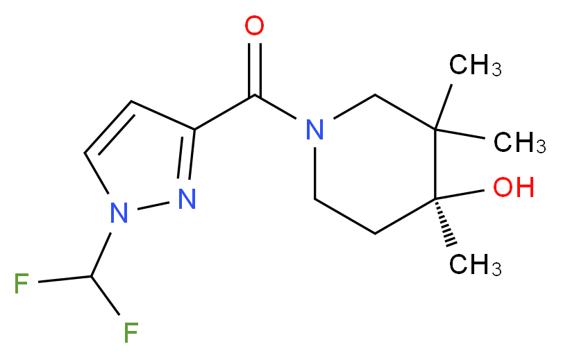 (4S*)-1-{[1-(difluoromethyl)-1H-pyrazol-3-yl]carbonyl}-3,3,4-trimethylpiperidin-4-ol_Molecular_structure_CAS_)