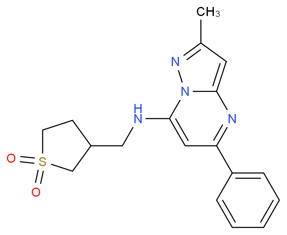 N-[(1,1-dioxidotetrahydro-3-thienyl)methyl]-2-methyl-5-phenylpyrazolo[1,5-a]pyrimidin-7-amine_Molecular_structure_CAS_)