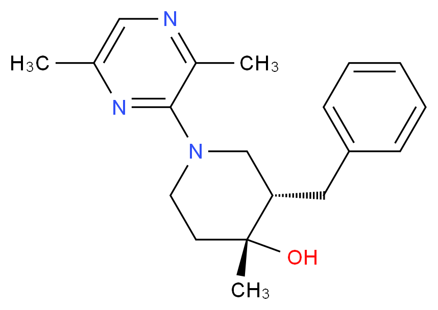 (3S*,4R*)-3-benzyl-1-(3,6-dimethyl-2-pyrazinyl)-4-methyl-4-piperidinol_Molecular_structure_CAS_)