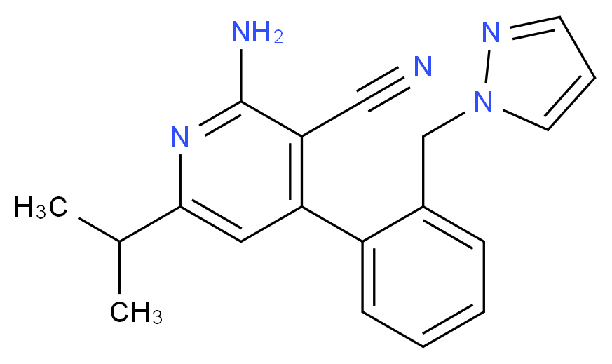 2-amino-6-isopropyl-4-[2-(1H-pyrazol-1-ylmethyl)phenyl]nicotinonitrile_Molecular_structure_CAS_)