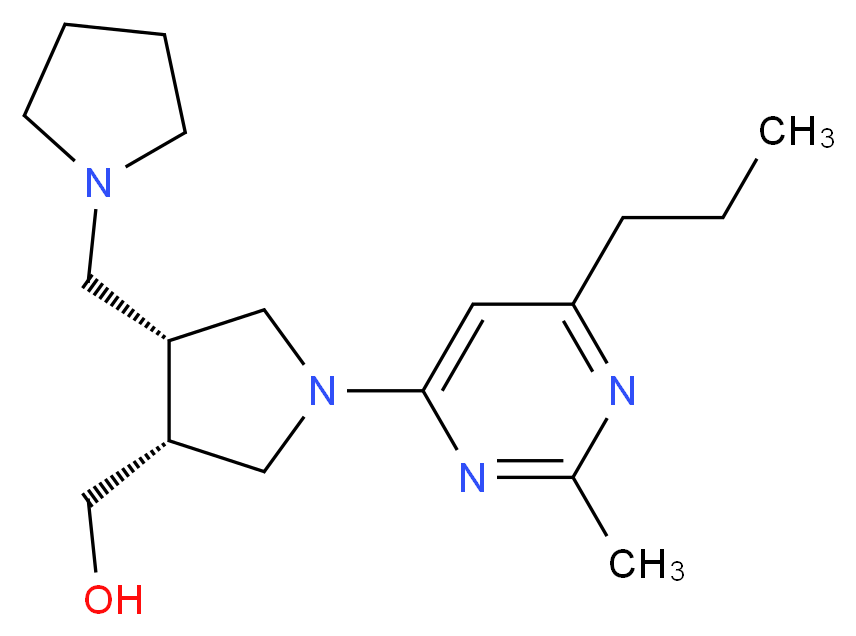 [(3R*,4R*)-1-(2-methyl-6-propylpyrimidin-4-yl)-4-(pyrrolidin-1-ylmethyl)pyrrolidin-3-yl]methanol_Molecular_structure_CAS_)