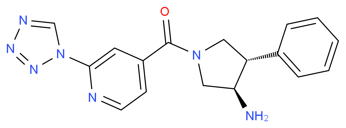(3R*,4S*)-4-phenyl-1-[2-(1H-tetrazol-1-yl)isonicotinoyl]pyrrolidin-3-amine_Molecular_structure_CAS_)