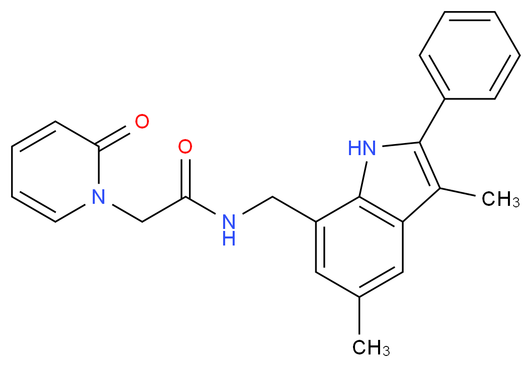 N-[(3,5-dimethyl-2-phenyl-1H-indol-7-yl)methyl]-2-(2-oxopyridin-1(2H)-yl)acetamide_Molecular_structure_CAS_)
