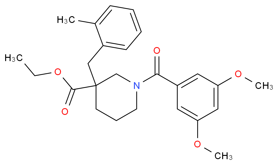 ethyl 1-(3,5-dimethoxybenzoyl)-3-(2-methylbenzyl)-3-piperidinecarboxylate_Molecular_structure_CAS_)