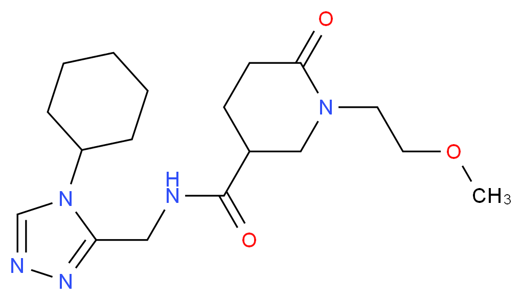 N-[(4-cyclohexyl-4H-1,2,4-triazol-3-yl)methyl]-1-(2-methoxyethyl)-6-oxo-3-piperidinecarboxamide_Molecular_structure_CAS_)