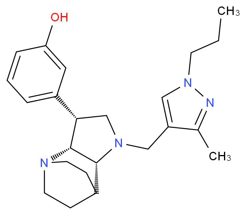 3-{(3R*,3aR*,7aR*)-1-[(3-methyl-1-propyl-1H-pyrazol-4-yl)methyl]octahydro-4,7-ethanopyrrolo[3,2-b]pyridin-3-yl}phenol_Molecular_structure_CAS_)