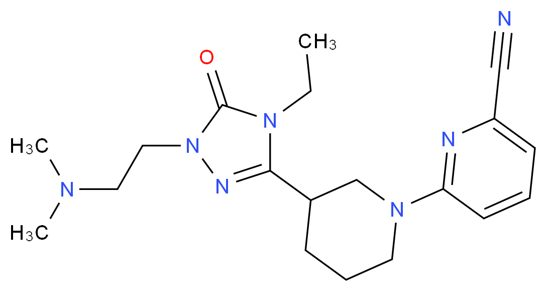 6-(3-{1-[2-(dimethylamino)ethyl]-4-ethyl-5-oxo-4,5-dihydro-1H-1,2,4-triazol-3-yl}piperidin-1-yl)pyridine-2-carbonitrile_Molecular_structure_CAS_)