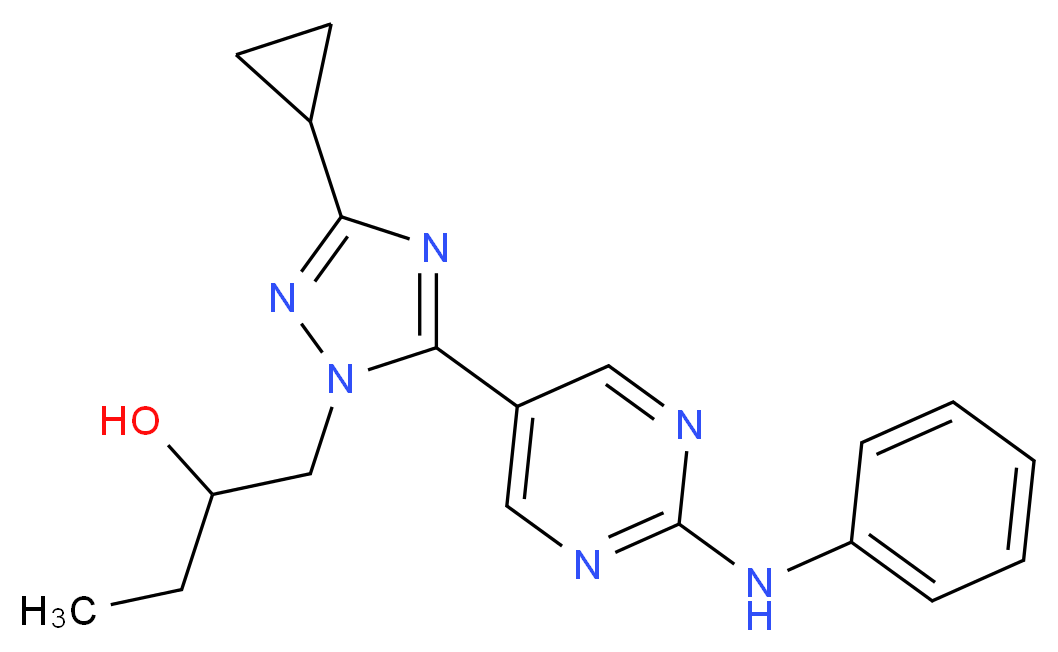 1-[5-(2-anilinopyrimidin-5-yl)-3-cyclopropyl-1H-1,2,4-triazol-1-yl]butan-2-ol_Molecular_structure_CAS_)