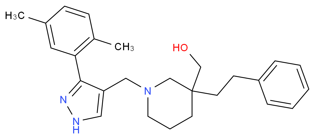 [1-{[3-(2,5-dimethylphenyl)-1H-pyrazol-4-yl]methyl}-3-(2-phenylethyl)-3-piperidinyl]methanol_Molecular_structure_CAS_)