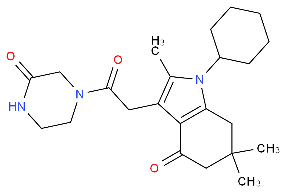 1-cyclohexyl-2,6,6-trimethyl-3-[2-oxo-2-(3-oxopiperazin-1-yl)ethyl]-1,5,6,7-tetrahydro-4H-indol-4-one_Molecular_structure_CAS_)