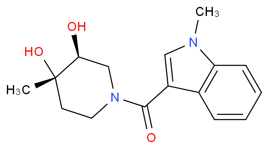 (3S*,4S*)-4-methyl-1-[(1-methyl-1H-indol-3-yl)carbonyl]piperidine-3,4-diol_Molecular_structure_CAS_)