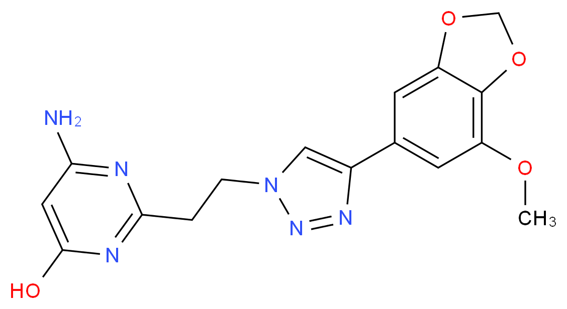 6-amino-2-{2-[4-(7-methoxy-1,3-benzodioxol-5-yl)-1H-1,2,3-triazol-1-yl]ethyl}pyrimidin-4-ol_Molecular_structure_CAS_)