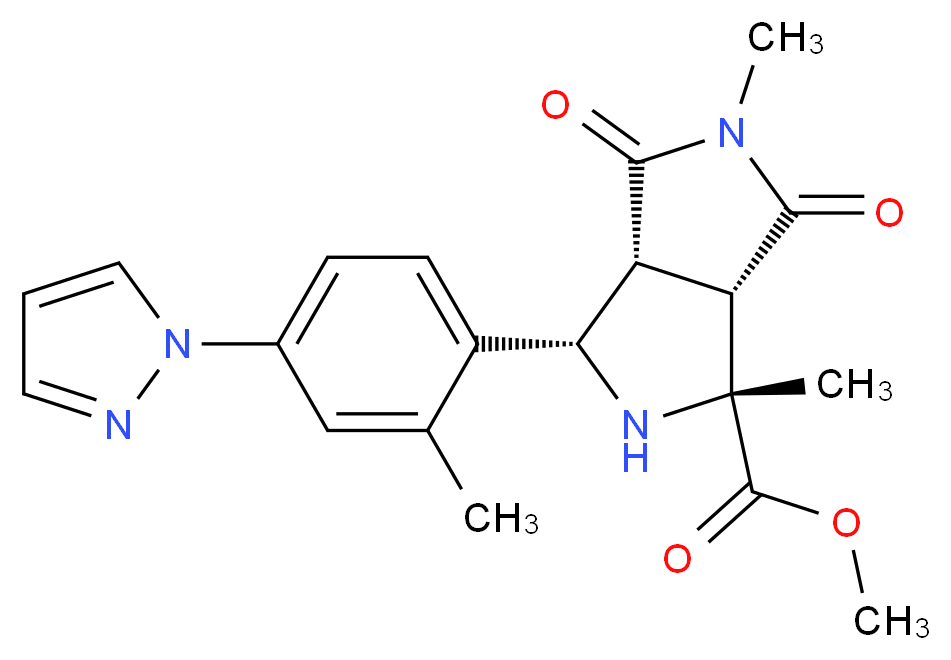 methyl (1R*,3S*,3aR*,6aS*)-1,5-dimethyl-3-[2-methyl-4-(1H-pyrazol-1-yl)phenyl]-4,6-dioxooctahydropyrrolo[3,4-c]pyrrole-1-carboxylate_Molecular_structure_CAS_)