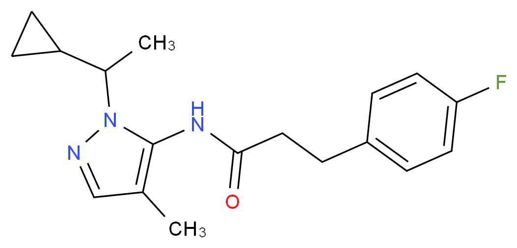 N-[1-(1-cyclopropylethyl)-4-methyl-1H-pyrazol-5-yl]-3-(4-fluorophenyl)propanamide_Molecular_structure_CAS_)