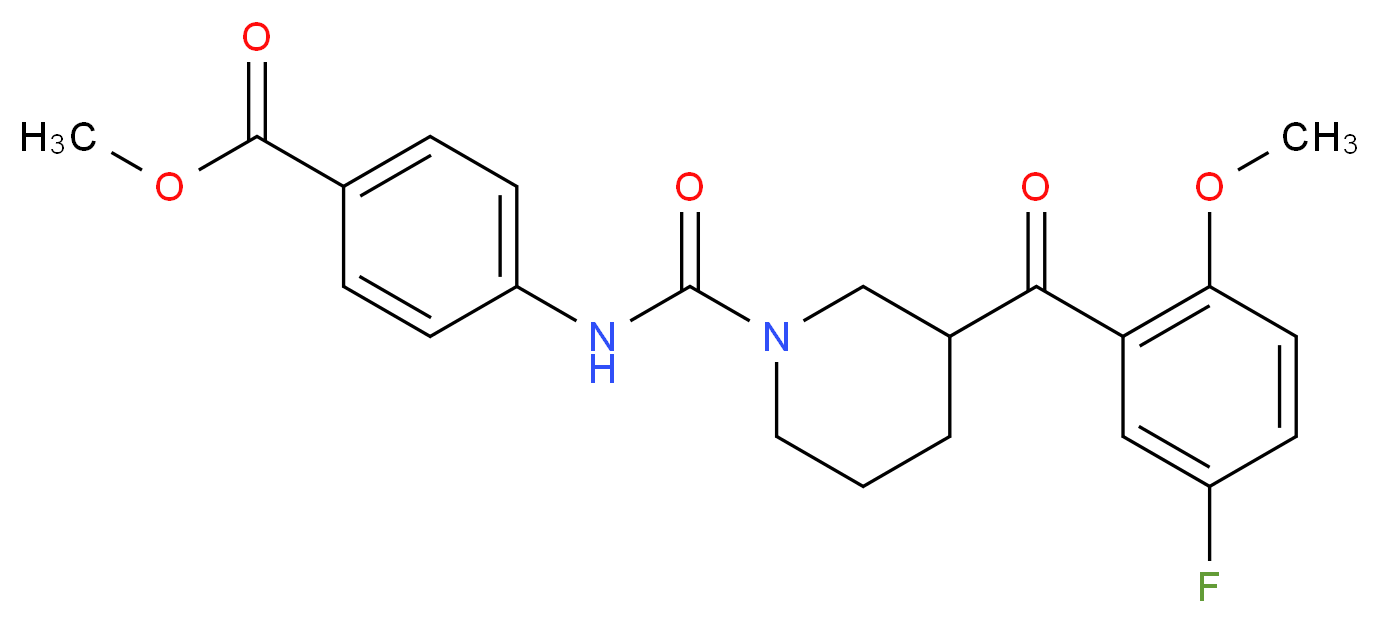 methyl 4-({[3-(5-fluoro-2-methoxybenzoyl)-1-piperidinyl]carbonyl}amino)benzoate_Molecular_structure_CAS_)