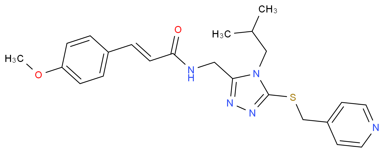 (2E)-N-({4-isobutyl-5-[(4-pyridinylmethyl)thio]-4H-1,2,4-triazol-3-yl}methyl)-3-(4-methoxyphenyl)acrylamide_Molecular_structure_CAS_)