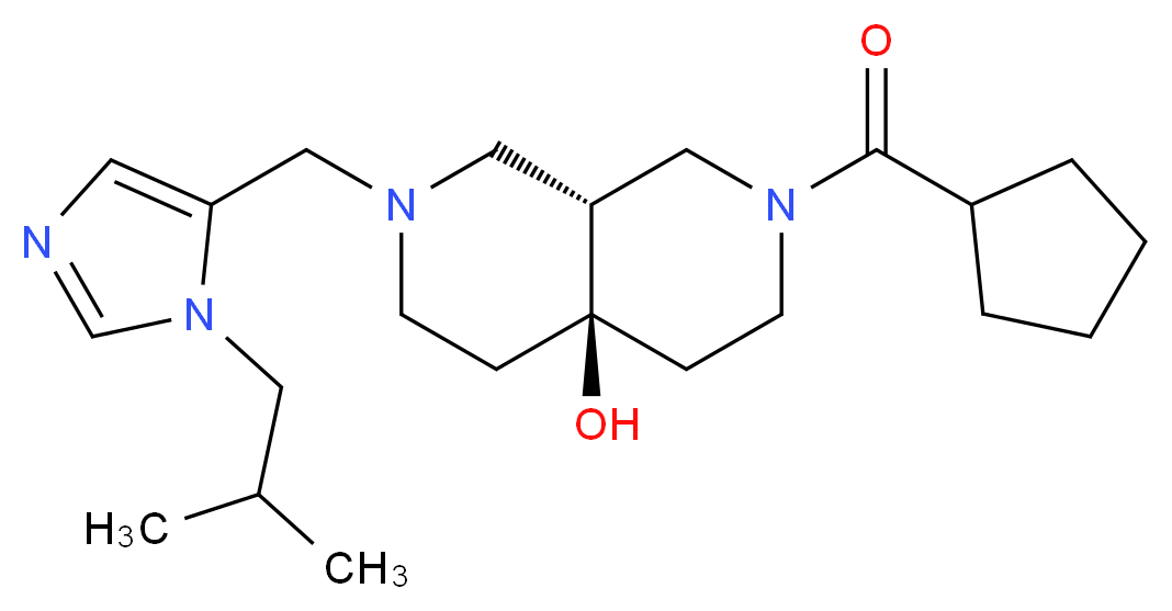 (4aR*,8aR*)-2-(cyclopentylcarbonyl)-7-[(1-isobutyl-1H-imidazol-5-yl)methyl]octahydro-2,7-naphthyridin-4a(2H)-ol_Molecular_structure_CAS_)