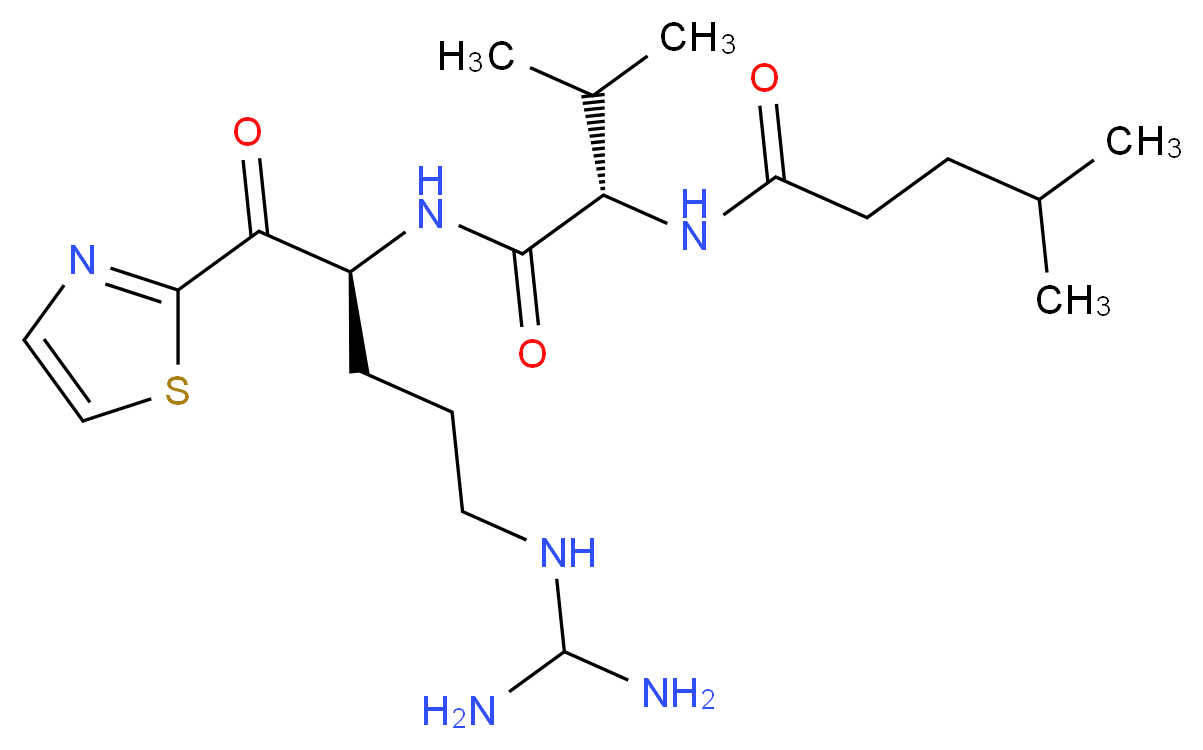 4-METHYL-PENTANOIC ACID {1-[4-GUANIDINO-1-(THIAZOLE-2-CARBONYL)-BUTYLCARBAMOYL]-2-METHYL-PROPYL}-AMIDE_Molecular_structure_CAS_)