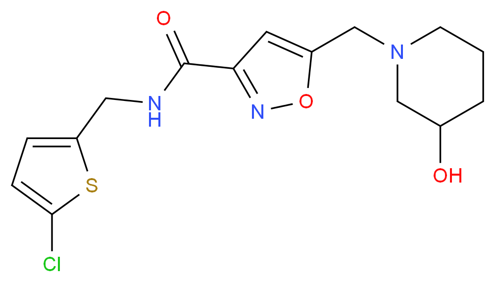 N-[(5-chloro-2-thienyl)methyl]-5-[(3-hydroxy-1-piperidinyl)methyl]-3-isoxazolecarboxamide_Molecular_structure_CAS_)