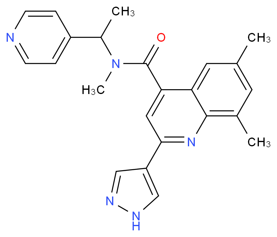 N,6,8-trimethyl-2-(1H-pyrazol-4-yl)-N-(1-pyridin-4-ylethyl)quinoline-4-carboxamide_Molecular_structure_CAS_)