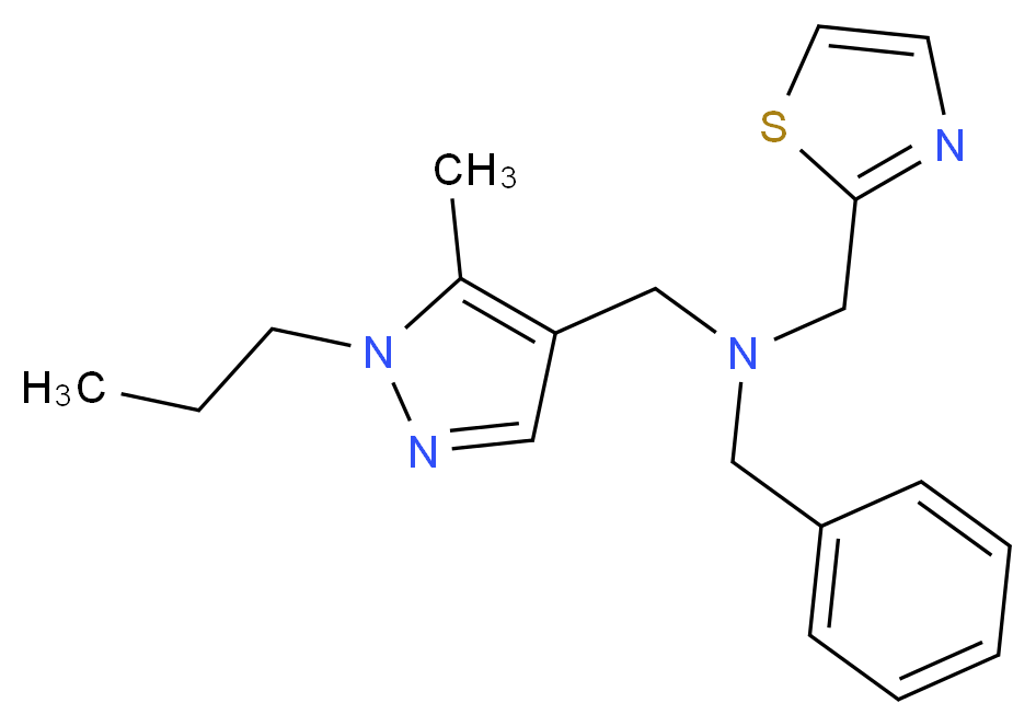 N-benzyl-1-(5-methyl-1-propyl-1H-pyrazol-4-yl)-N-(1,3-thiazol-2-ylmethyl)methanamine_Molecular_structure_CAS_)