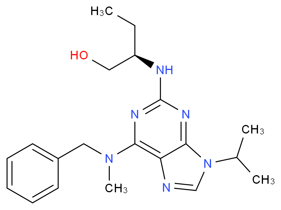 N6-METHYL-(R)-ROSCOVITINE, R-2-[6-(BENZYL-METHYL-AMINO)-9-ISOPROPYL-9H-PURIN-2-YLAMINO]-BUTAN-1-OL_Molecular_structure_CAS_)