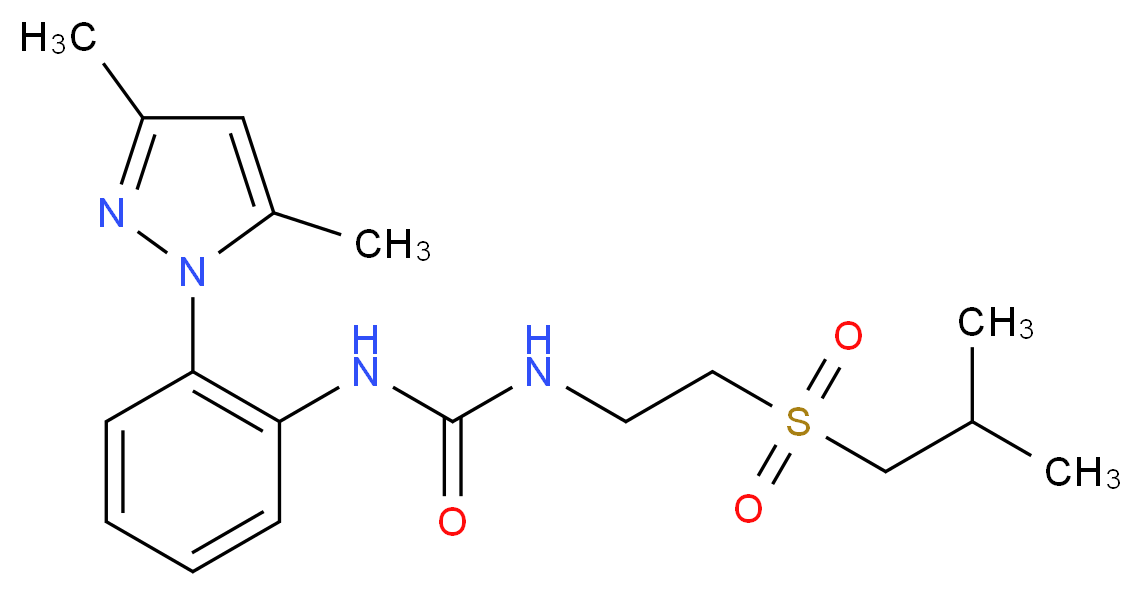 N-[2-(3,5-dimethyl-1H-pyrazol-1-yl)phenyl]-N'-[2-(isobutylsulfonyl)ethyl]urea_Molecular_structure_CAS_)