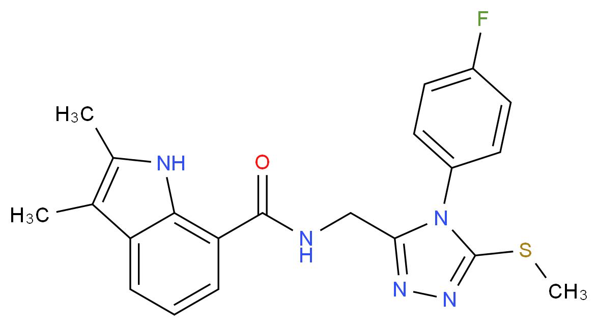 N-{[4-(4-fluorophenyl)-5-(methylthio)-4H-1,2,4-triazol-3-yl]methyl}-2,3-dimethyl-1H-indole-7-carboxamide_Molecular_structure_CAS_)