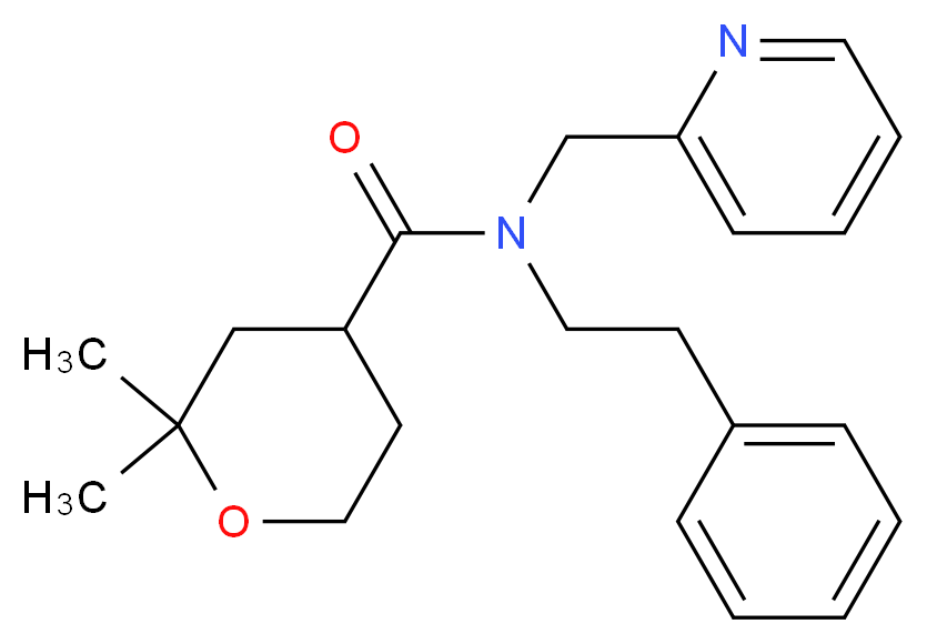 2,2-dimethyl-N-(2-phenylethyl)-N-(pyridin-2-ylmethyl)tetrahydro-2H-pyran-4-carboxamide_Molecular_structure_CAS_)