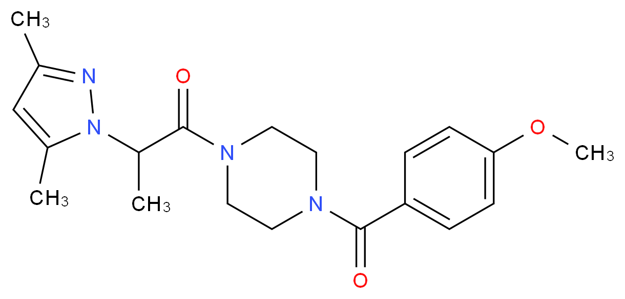 1-[2-(3,5-dimethyl-1H-pyrazol-1-yl)propanoyl]-4-(4-methoxybenzoyl)piperazine_Molecular_structure_CAS_)