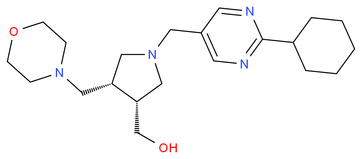 [(3R*,4S*)-1-[(2-cyclohexylpyrimidin-5-yl)methyl]-4-(morpholin-4-ylmethyl)pyrrolidin-3-yl]methanol_Molecular_structure_CAS_)