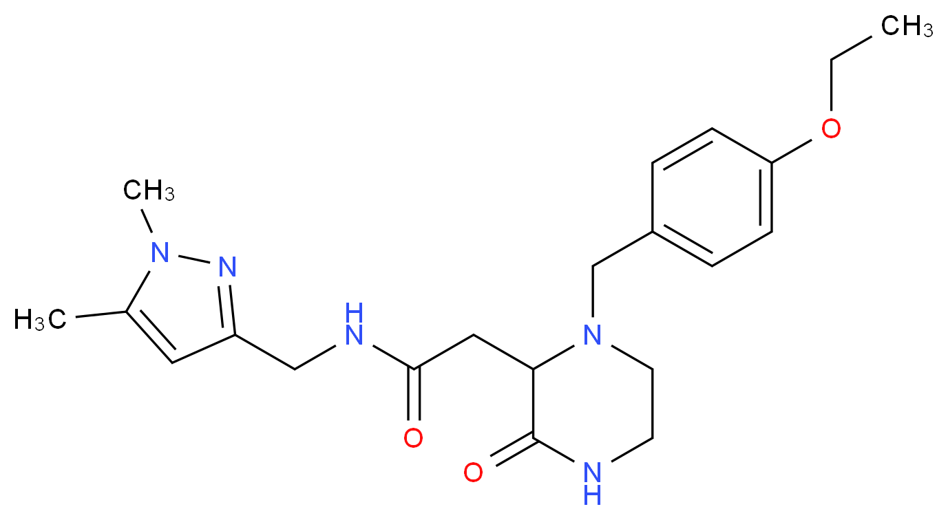N-[(1,5-dimethyl-1H-pyrazol-3-yl)methyl]-2-[1-(4-ethoxybenzyl)-3-oxo-2-piperazinyl]acetamide_Molecular_structure_CAS_)