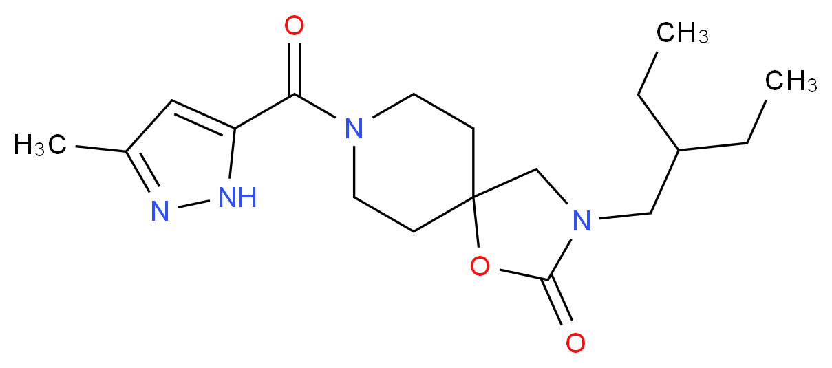 3-(2-ethylbutyl)-8-[(3-methyl-1H-pyrazol-5-yl)carbonyl]-1-oxa-3,8-diazaspiro[4.5]decan-2-one_Molecular_structure_CAS_)
