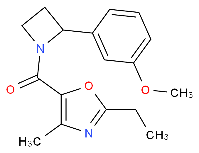 2-ethyl-5-{[2-(3-methoxyphenyl)azetidin-1-yl]carbonyl}-4-methyl-1,3-oxazole_Molecular_structure_CAS_)
