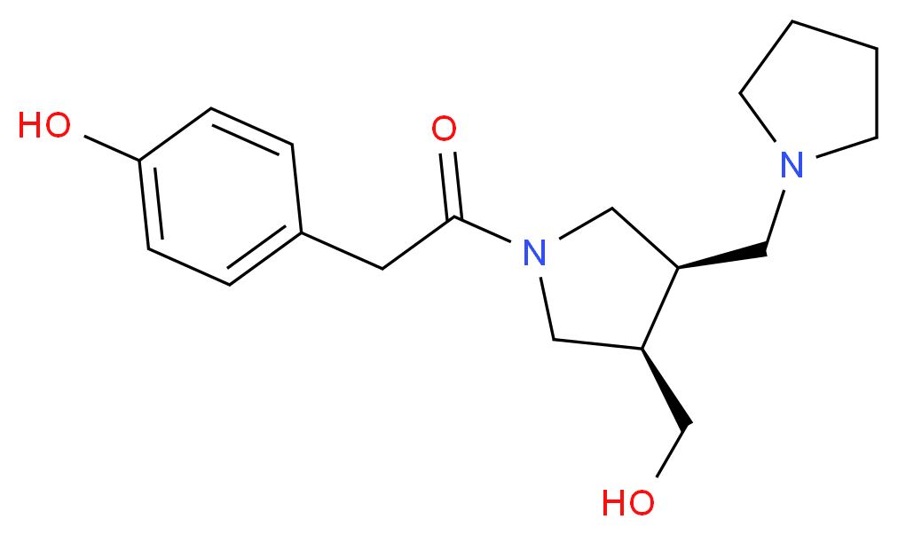 4-{2-[(3R*,4R*)-3-(hydroxymethyl)-4-(pyrrolidin-1-ylmethyl)pyrrolidin-1-yl]-2-oxoethyl}phenol_Molecular_structure_CAS_)