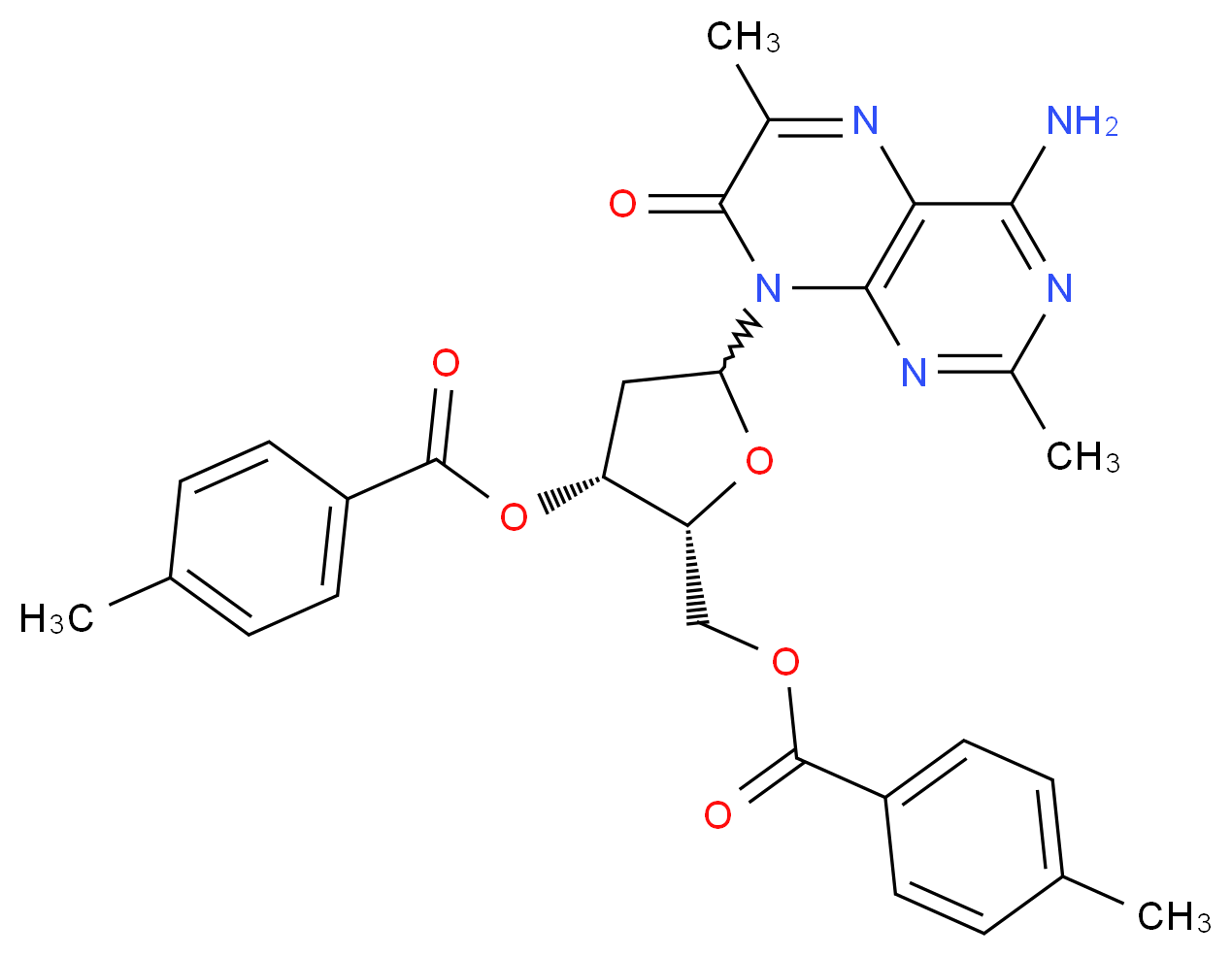 4-Amino-2,6-dimethyl-8-(2'-deoxy-3',5'-di-O-toluoyl-α,β-D-ribofuranosyl)-7(8H)-pteridone_Molecular_structure_CAS_)