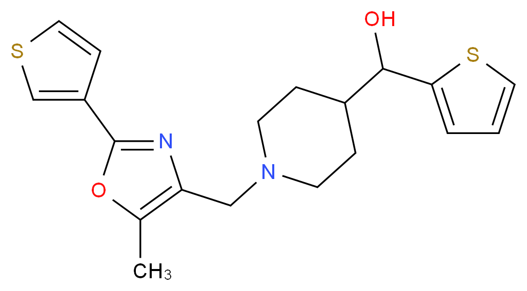 (1-{[5-methyl-2-(3-thienyl)-1,3-oxazol-4-yl]methyl}-4-piperidinyl)(2-thienyl)methanol_Molecular_structure_CAS_)