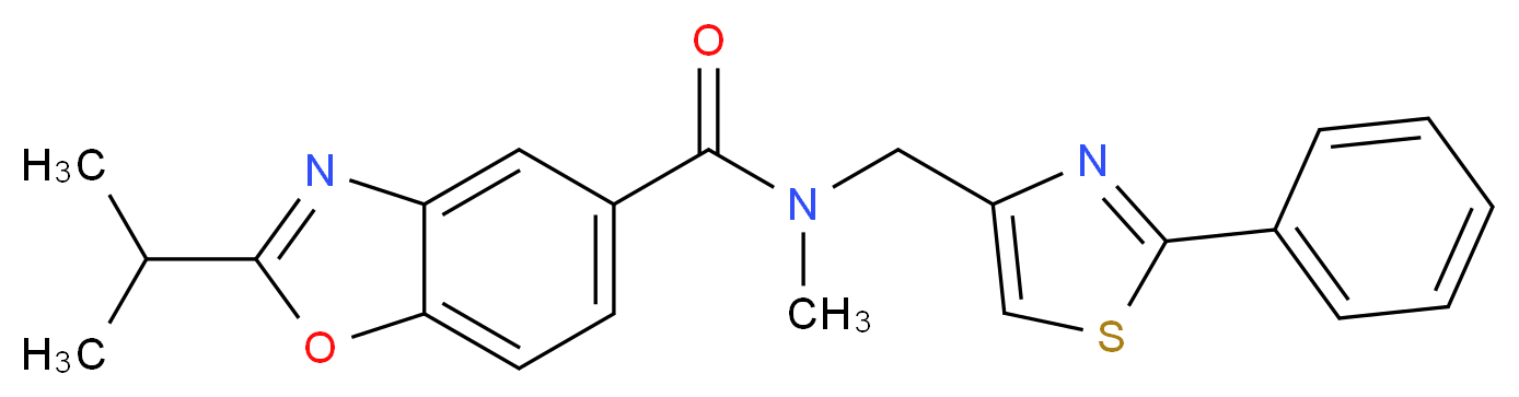 2-isopropyl-N-methyl-N-[(2-phenyl-1,3-thiazol-4-yl)methyl]-1,3-benzoxazole-5-carboxamide_Molecular_structure_CAS_)