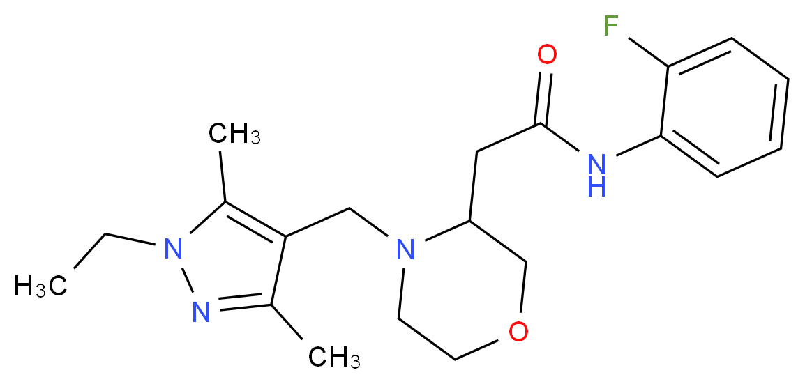 2-{4-[(1-ethyl-3,5-dimethyl-1H-pyrazol-4-yl)methyl]-3-morpholinyl}-N-(2-fluorophenyl)acetamide_Molecular_structure_CAS_)