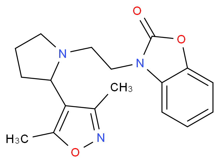 3-{2-[2-(3,5-dimethylisoxazol-4-yl)pyrrolidin-1-yl]ethyl}-1,3-benzoxazol-2(3H)-one_Molecular_structure_CAS_)