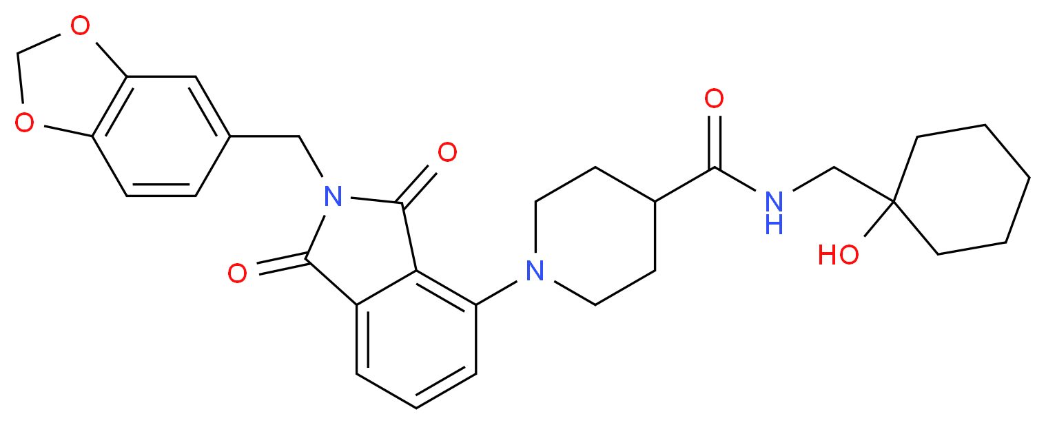 1-[2-(1,3-benzodioxol-5-ylmethyl)-1,3-dioxo-2,3-dihydro-1H-isoindol-4-yl]-N-[(1-hydroxycyclohexyl)methyl]-4-piperidinecarboxamide_Molecular_structure_CAS_)