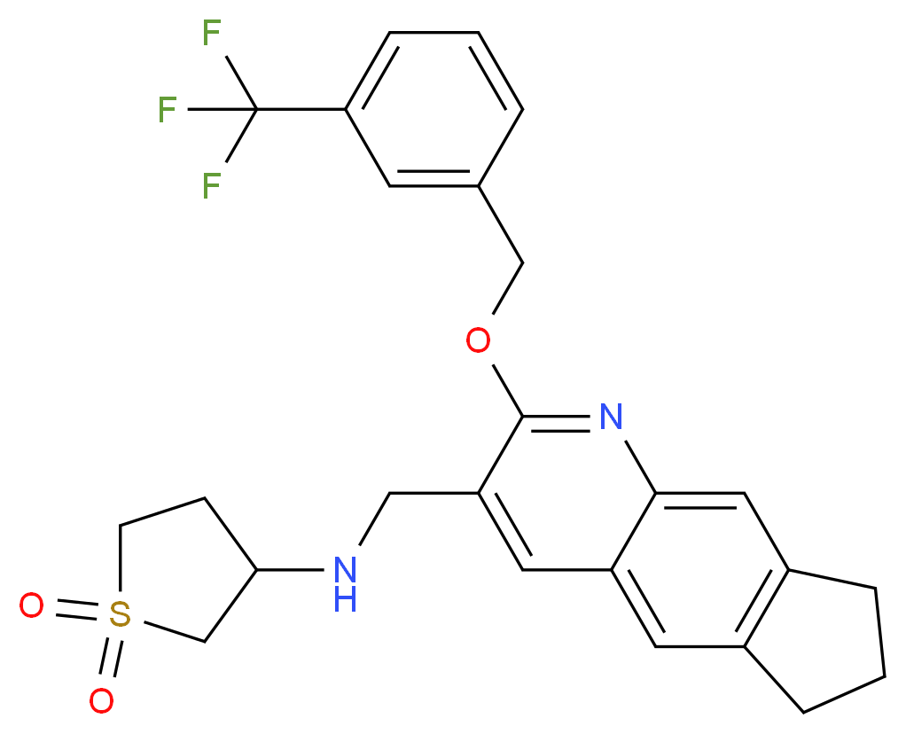 (1,1-dioxidotetrahydro-3-thienyl)[(2-{[3-(trifluoromethyl)benzyl]oxy}-7,8-dihydro-6H-cyclopenta[g]quinolin-3-yl)methyl]amine_Molecular_structure_CAS_)