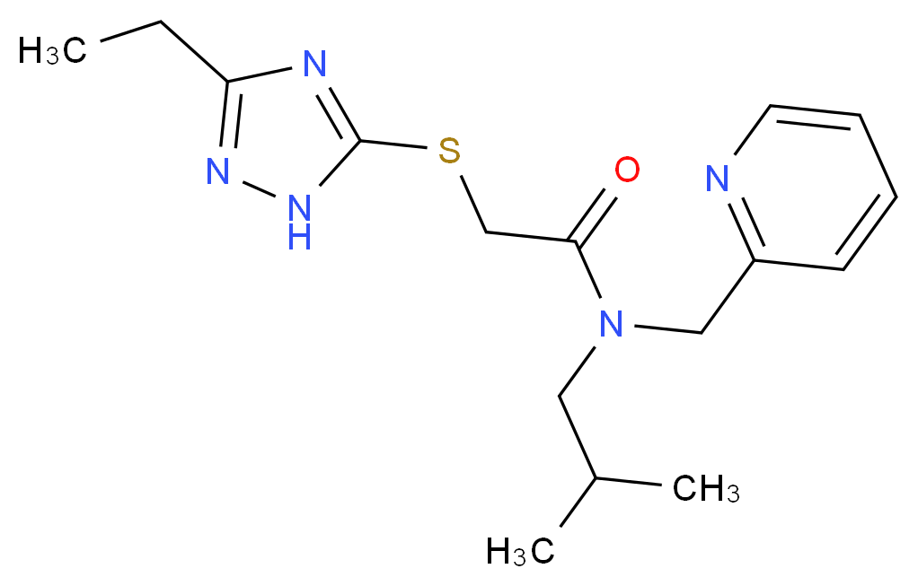 2-[(3-ethyl-1H-1,2,4-triazol-5-yl)thio]-N-isobutyl-N-(pyridin-2-ylmethyl)acetamide_Molecular_structure_CAS_)