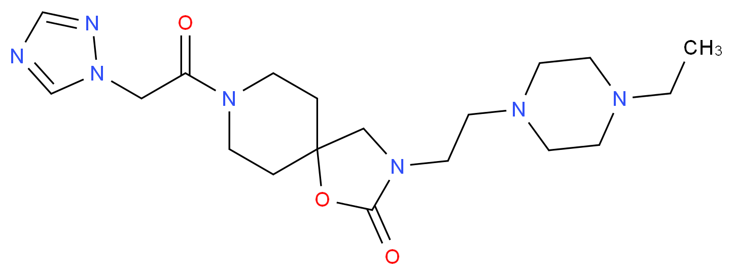 3-[2-(4-ethylpiperazin-1-yl)ethyl]-8-(1H-1,2,4-triazol-1-ylacetyl)-1-oxa-3,8-diazaspiro[4.5]decan-2-one_Molecular_structure_CAS_)
