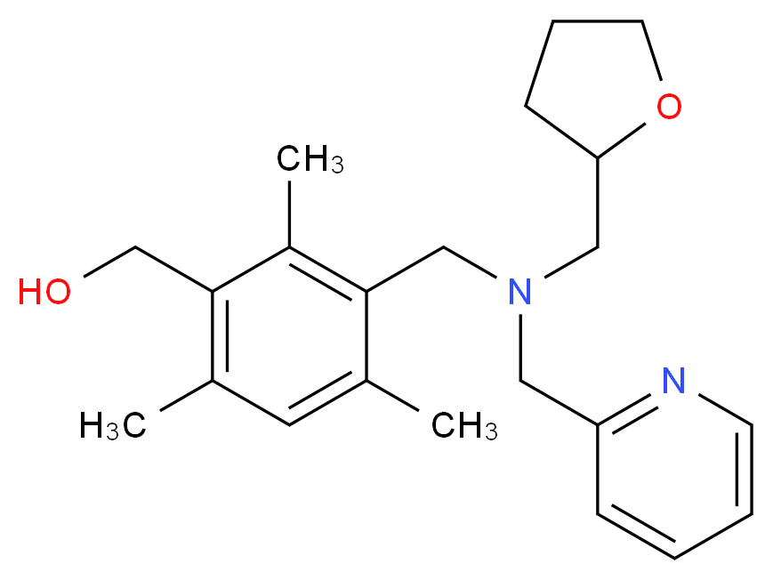(2,4,6-trimethyl-3-{[(pyridin-2-ylmethyl)(tetrahydrofuran-2-ylmethyl)amino]methyl}phenyl)methanol_Molecular_structure_CAS_)