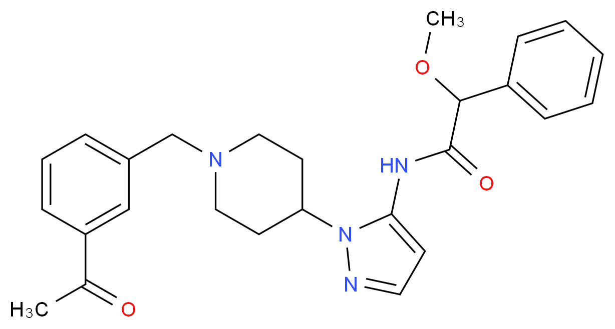 N-{1-[1-(3-acetylbenzyl)-4-piperidinyl]-1H-pyrazol-5-yl}-2-methoxy-2-phenylacetamide_Molecular_structure_CAS_)