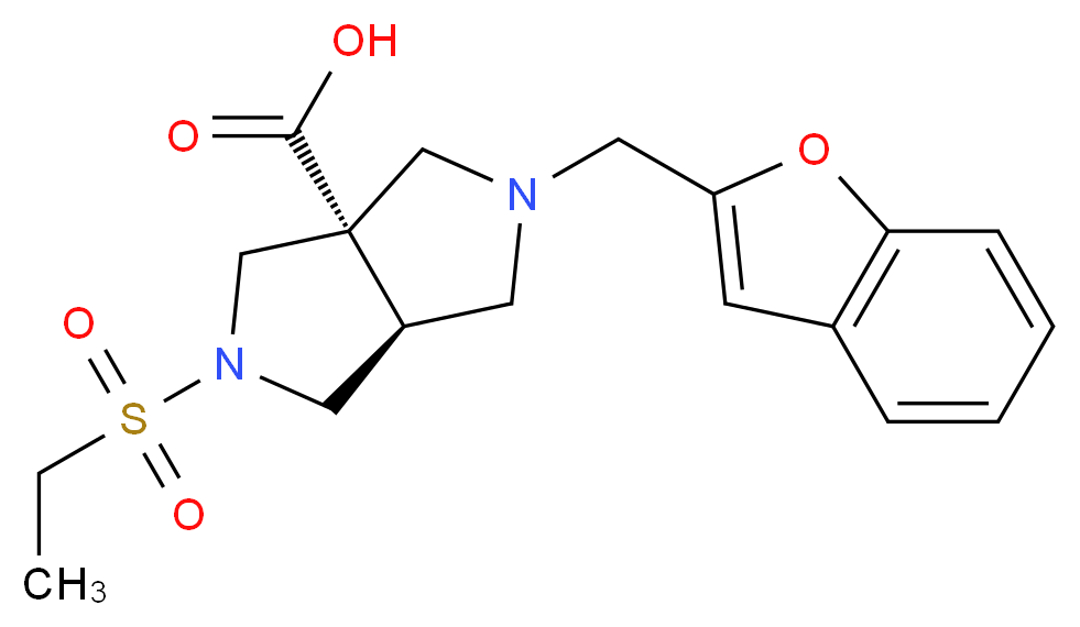 (3aS*,6aS*)-2-(1-benzofuran-2-ylmethyl)-5-(ethylsulfonyl)hexahydropyrrolo[3,4-c]pyrrole-3a(1H)-carboxylic acid_Molecular_structure_CAS_)