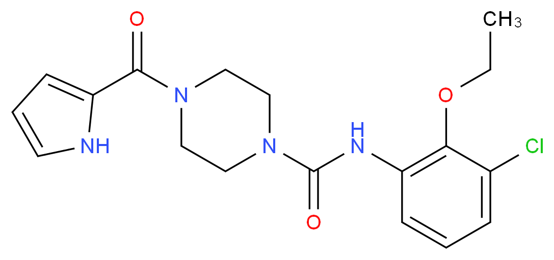 N-(3-chloro-2-ethoxyphenyl)-4-(1H-pyrrol-2-ylcarbonyl)piperazine-1-carboxamide_Molecular_structure_CAS_)