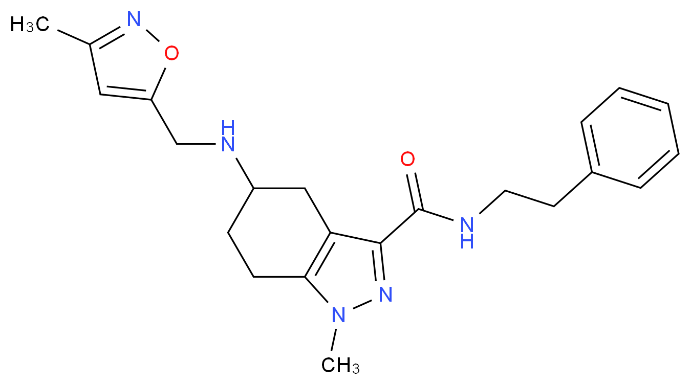 1-methyl-5-{[(3-methyl-5-isoxazolyl)methyl]amino}-N-(2-phenylethyl)-4,5,6,7-tetrahydro-1H-indazole-3-carboxamide_Molecular_structure_CAS_)