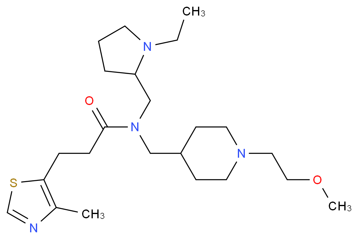 N-[(1-ethyl-2-pyrrolidinyl)methyl]-N-{[1-(2-methoxyethyl)-4-piperidinyl]methyl}-3-(4-methyl-1,3-thiazol-5-yl)propanamide_Molecular_structure_CAS_)